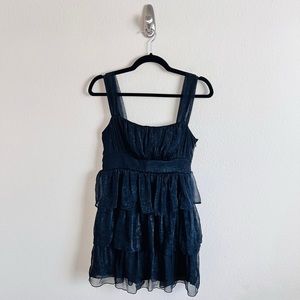 VTG Y2k Black Shimmer Ruffled Layered Dress
